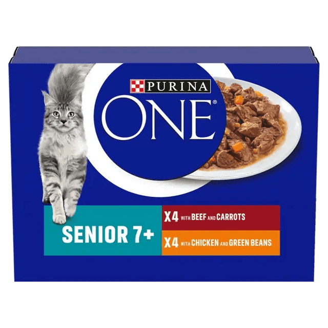 PURINA ONE 7+ Mini Fillets Chicken and Beef Wet Cat Food - 40 x 85g, Purina One,