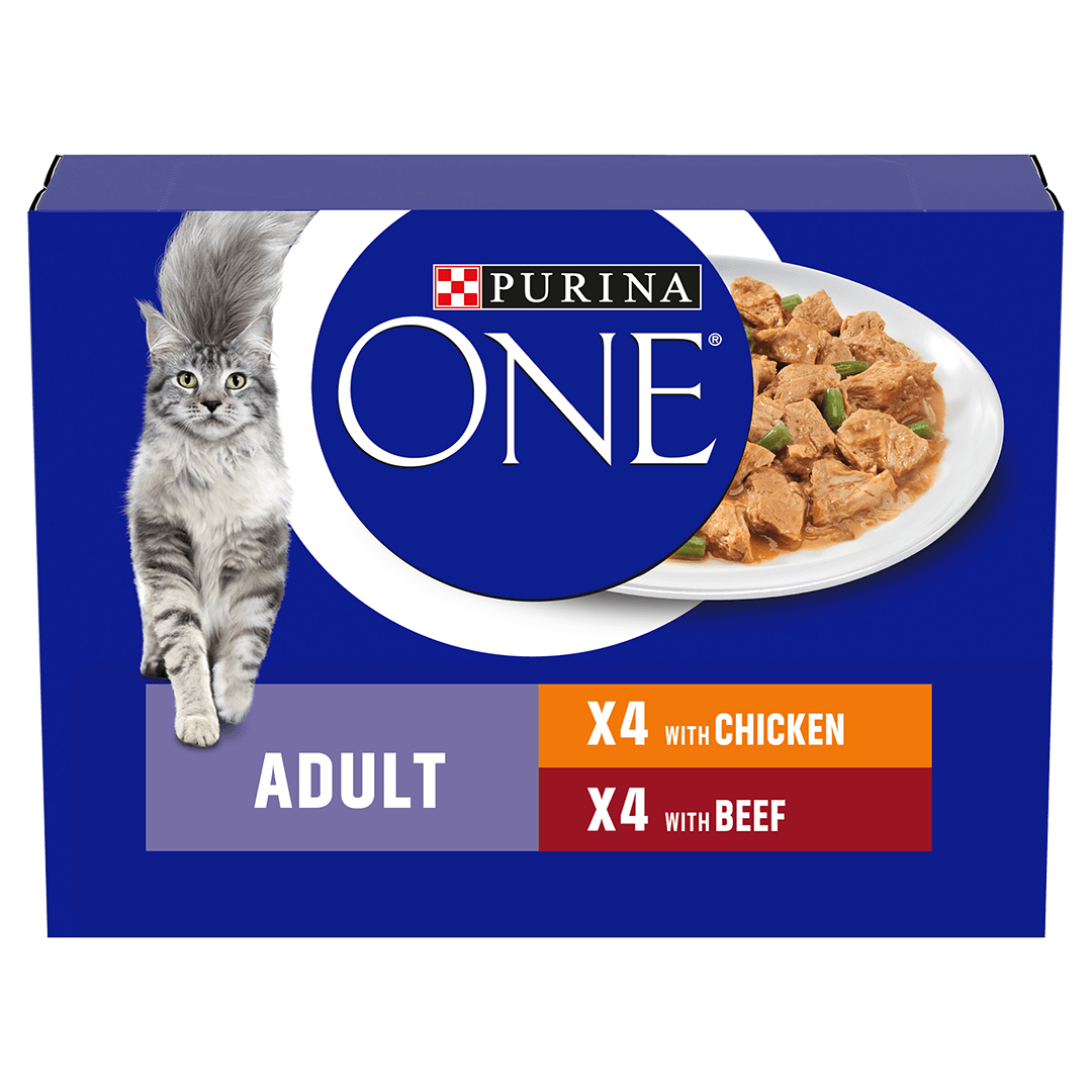 PURINA ONE Mini Fillets Chicken and Beef Wet Adult Cat Food - 40 x 85g, Purina One,
