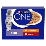 PURINA ONE Mini Fillets Chicken and Beef Wet Adult Cat Food - 40 x 85g, Purina One,