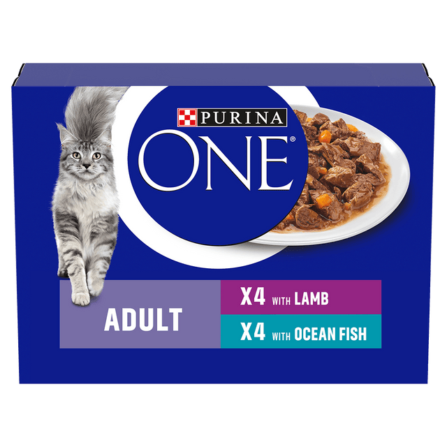 PURINA ONE Mini Fillets Ocean Fish and Lamb Wet Cat Food - 40 x 85g, Purina One,