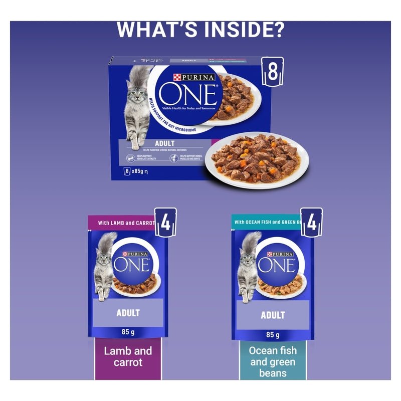 PURINA ONE Mini Fillets Ocean Fish and Lamb Wet Cat Food - 40 x 85g, Purina One,