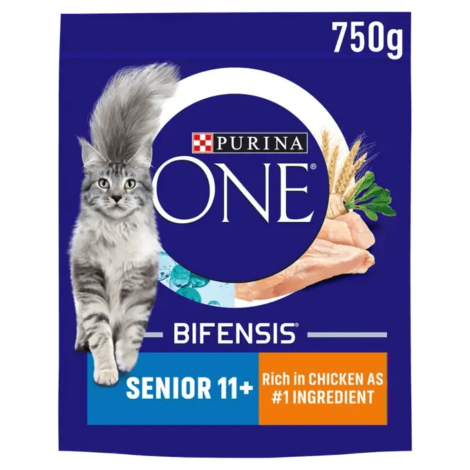 Purina One Senior 11+ Chicken Dry Cat Food, Purina One, 4 x 750g