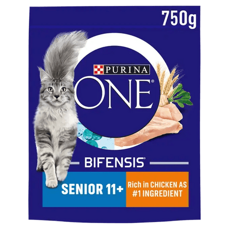 Purina One Senior 11+ Chicken Dry Cat Food, Purina One, 4 x 750g