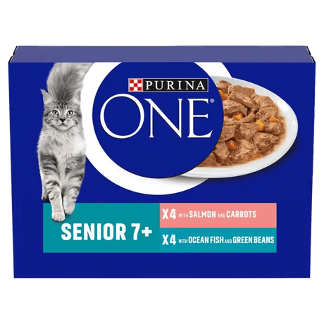 Purina One Senior 7+ Salmon & Ocean Fish Wet Cat Food - 5 Pack of (8x85g), Purina One,