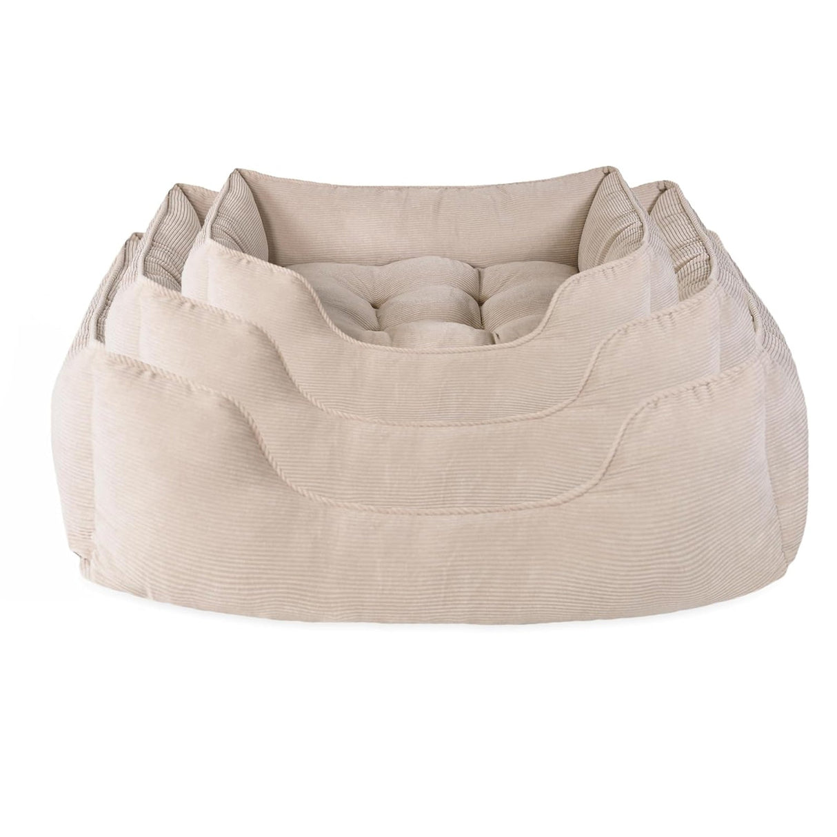 Rosewood 40 Winks Cord Square Dog Bed - Beige, Rosewood, Large