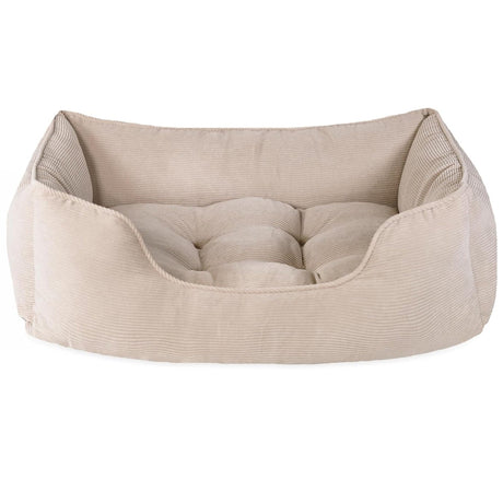 Rosewood 40 Winks Cord Square Dog Bed - Beige, Rosewood, Large