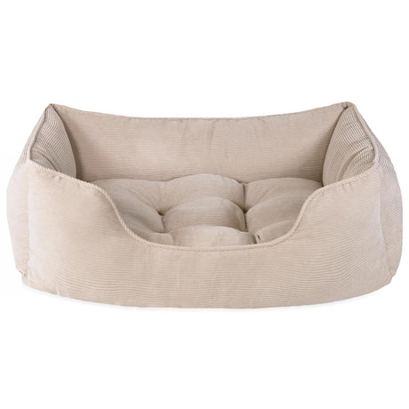 Rosewood 40 Winks Cord Square Dog Bed - Beige, Rosewood, Medium