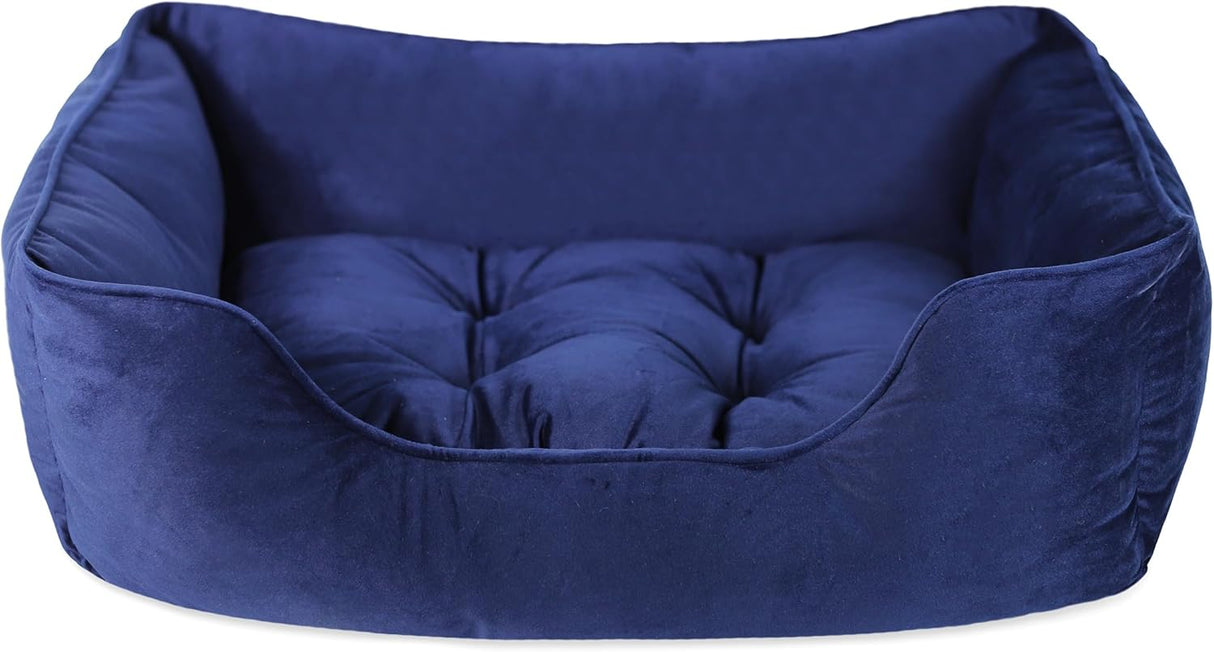 Rosewood 40 Winks Velvet Square Bed - Navy, Rosewood, Large