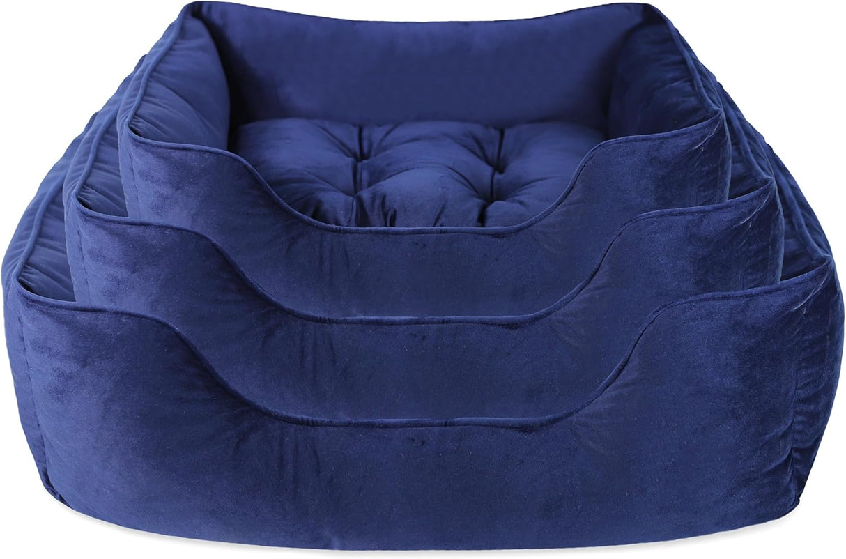 Rosewood 40 Winks Velvet Square Bed - Navy, Rosewood, Large