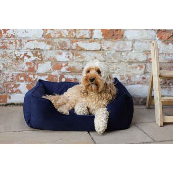 Rosewood 40 Winks Velvet Square Bed - Navy, Rosewood, Large