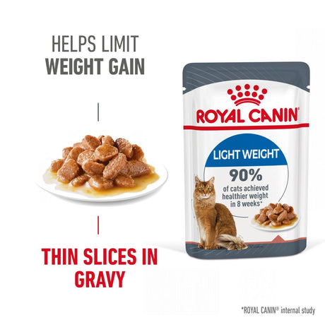 Royal Canin Light Weight Care Gravy Thin Slices In Gravy Wet Cat Food 12 x 85g, Royal Canin,