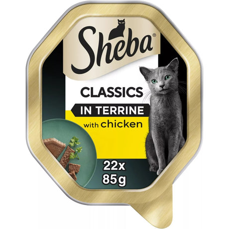 Sheba Classics Adult Cat Food Chicken in Terrine Tray - 22 x 85g, Sheba,