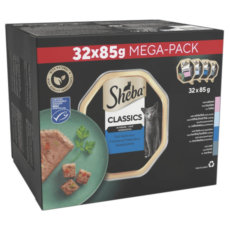 Sheba Classics Ocean Selection in Terrine 32 x 85g Tray Adult Wet Cat Food, Sheba,