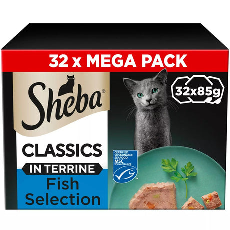 Sheba Classics Ocean Selection in Terrine 32 x 85g Tray Adult Wet Cat Food, Sheba,