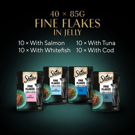 Sheba Fine Flakes Fish Collection in Jelly 40 x 85g Mega - Pack, Sheba,