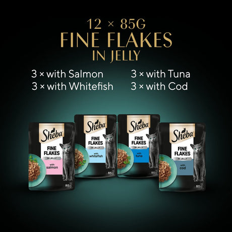 Sheba Fine Flakes Fish Selection in Jelly - 4x (12x85g), Sheba,