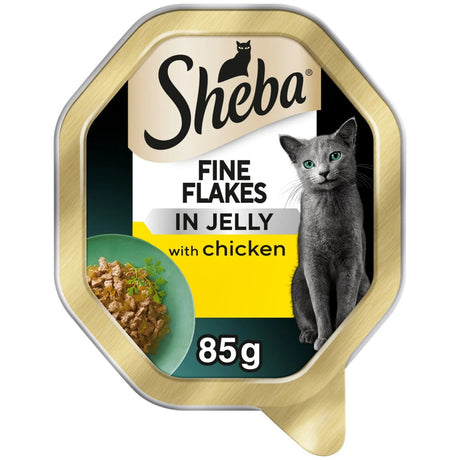 Sheba Fine Flakes with Chicken in Jelly Adult Cat Food - 22 x 85g Trays, Sheba,