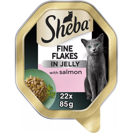 Sheba Fine Flakes with Salmon in Jelly Adult Cat Food - 22 x 85g Trays, Sheba,