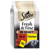 Sheba Fresh & Fine Adult Beef & Chicken in Gravy Pouches - 48 x 50g, Sheba,