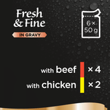 Sheba Fresh & Fine Adult Beef & Chicken in Gravy Pouches - 48 x 50g, Sheba,