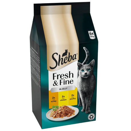 Sheba Fresh & Fine Adult Chicken & Turkey & Poultry in Jelly Pouches - 48 x 50g, Sheba,