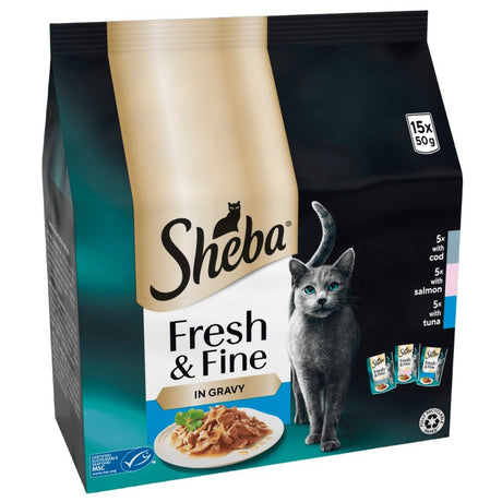 Sheba Fresh & Fine Fish Selection in Gravy Pouches - 45 x 50g, Sheba,