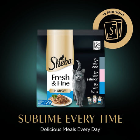 Sheba Fresh & Fine Fish Selection in Gravy Pouches - 45 x 50g, Sheba,
