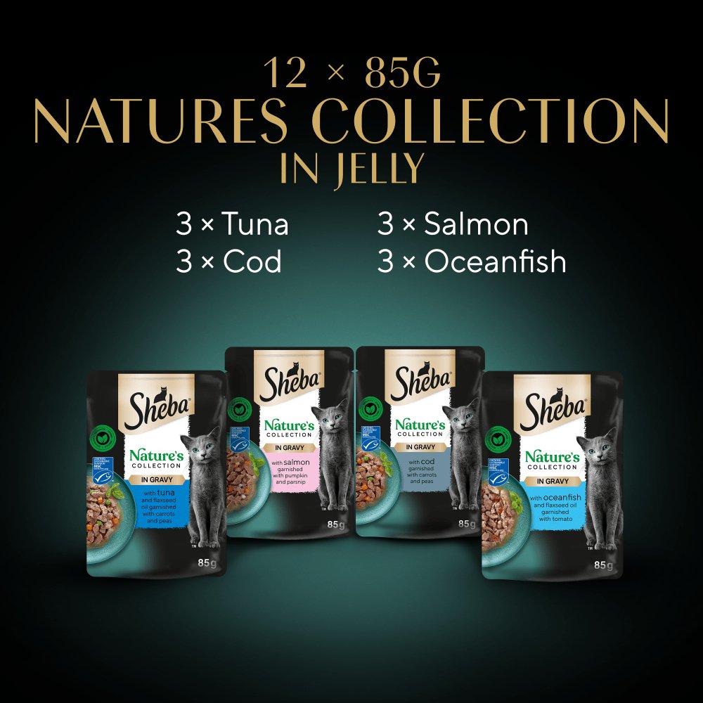 Sheba Nature's Collection Fish Selection in Gravy Pouches - 4x (12x85g), Sheba,