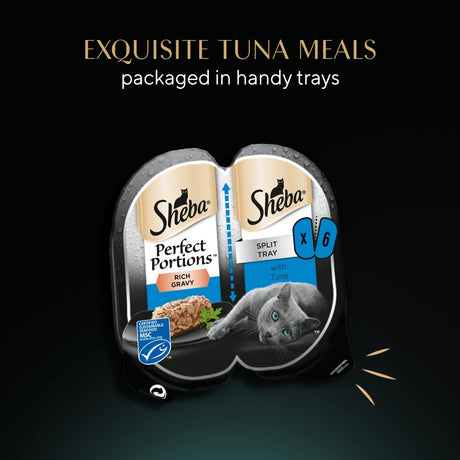 Sheba Perfect Portions Tuna in Gravy Adult Wet Cat Food Trays - 8 x (6x37.5g), Sheba,