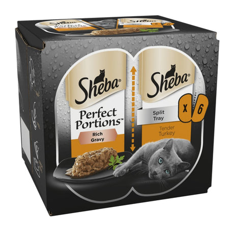 Sheba Perfect Portions Turkey in Gravy Adult Wet Cat Food Trays - 8 x (6x37.5g), Sheba,