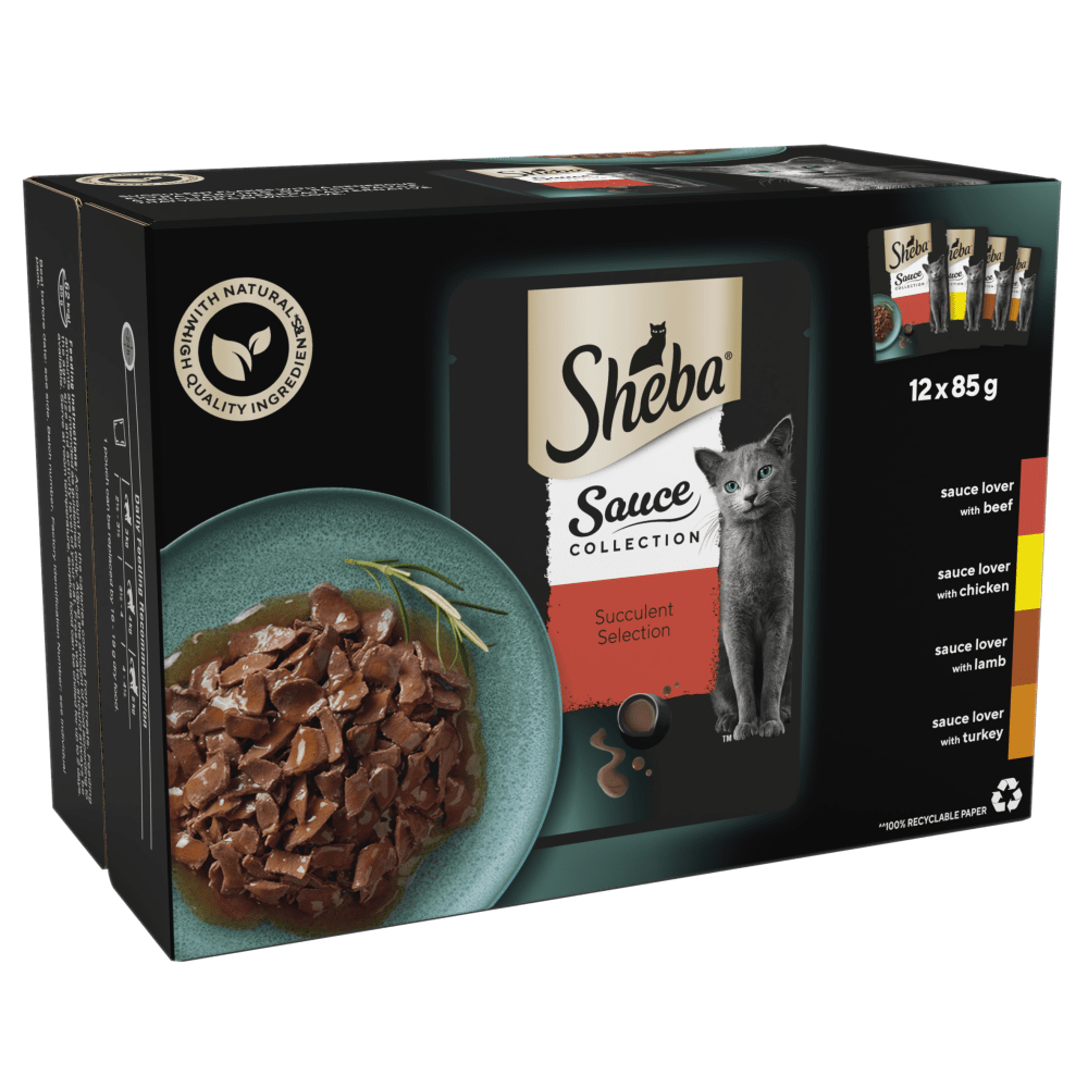 Sheba Sauce Collection Adult Cat Food Succulent Selection Pouch 4x (12x85g), Sheba,