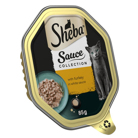 Sheba Sauce Collection Turkey in White Sauce Adult Cat Food - 22 x 85g Trays, Sheba,