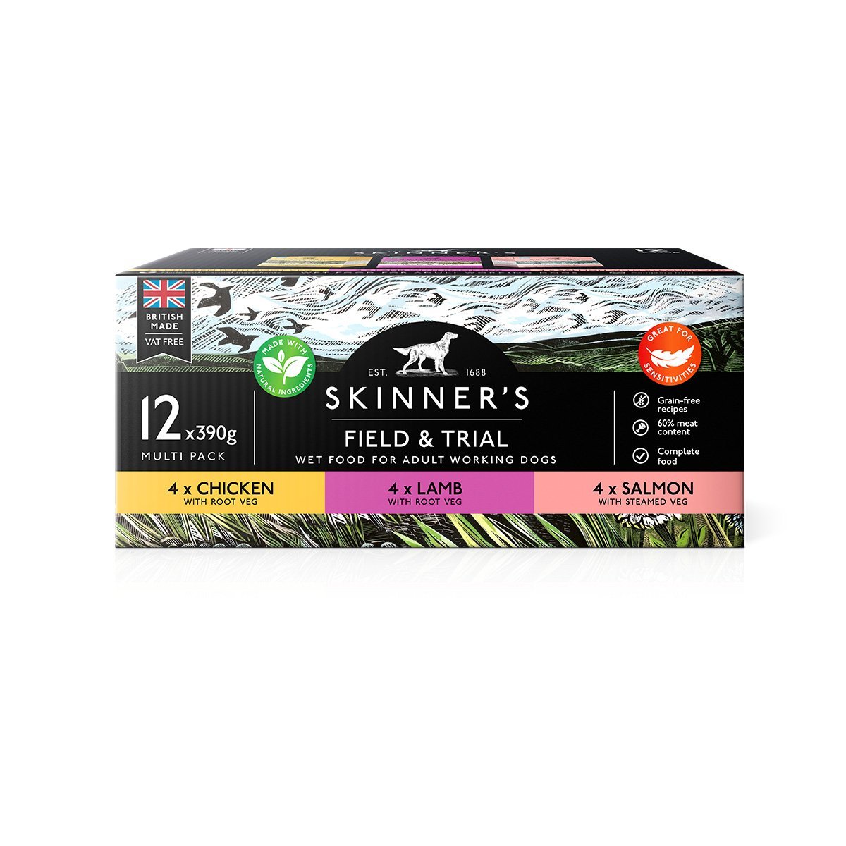 Skinners Field & Trial Adult Wet Dog Food Variety Pack, Skinners, 12 Pack