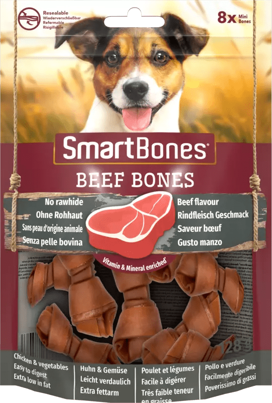 SmartBones Beef Bones Mini Dog Treats - 8 Pieces x 7, SmartBones,