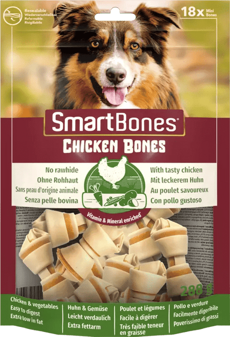 SmartBones Chicken Bones Mini Dog Treats - 18 Bones x 6, SmartBones,