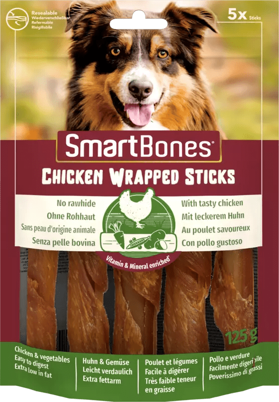 SmartBones Chicken Wrapped Sticks Medium Dog Treats - 5 Pieces x 10, SmartBones,