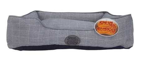 Snug & Cosy Grey Check Rectangle Dog Bed, Snug & Cosy, XXL 106 cm