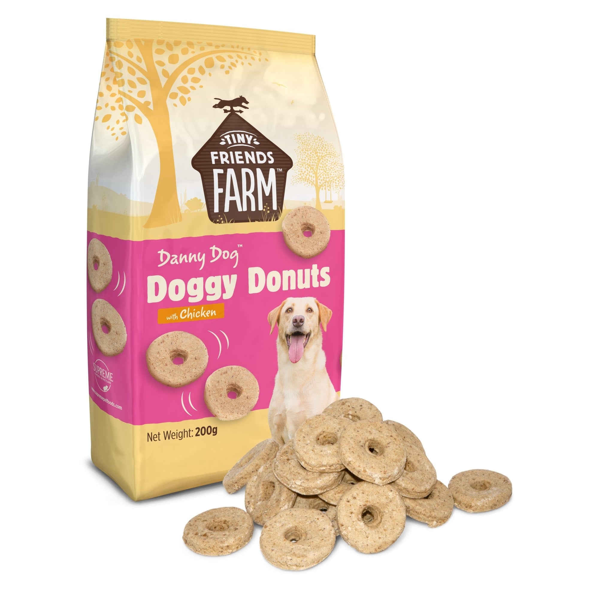 Tiny Friends Farm Danny Dog Doggy Donuts with Chicken Dog Treats 6x200g, Supreme Pet Foods,