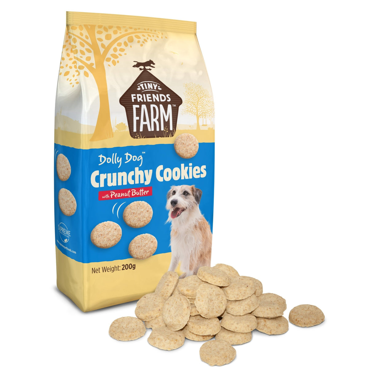 Tiny Friends Farm Dolly Dog Crunchy Cookies with Peanut Butter Dog Treats 6x200g, Supreme Pet Foods,