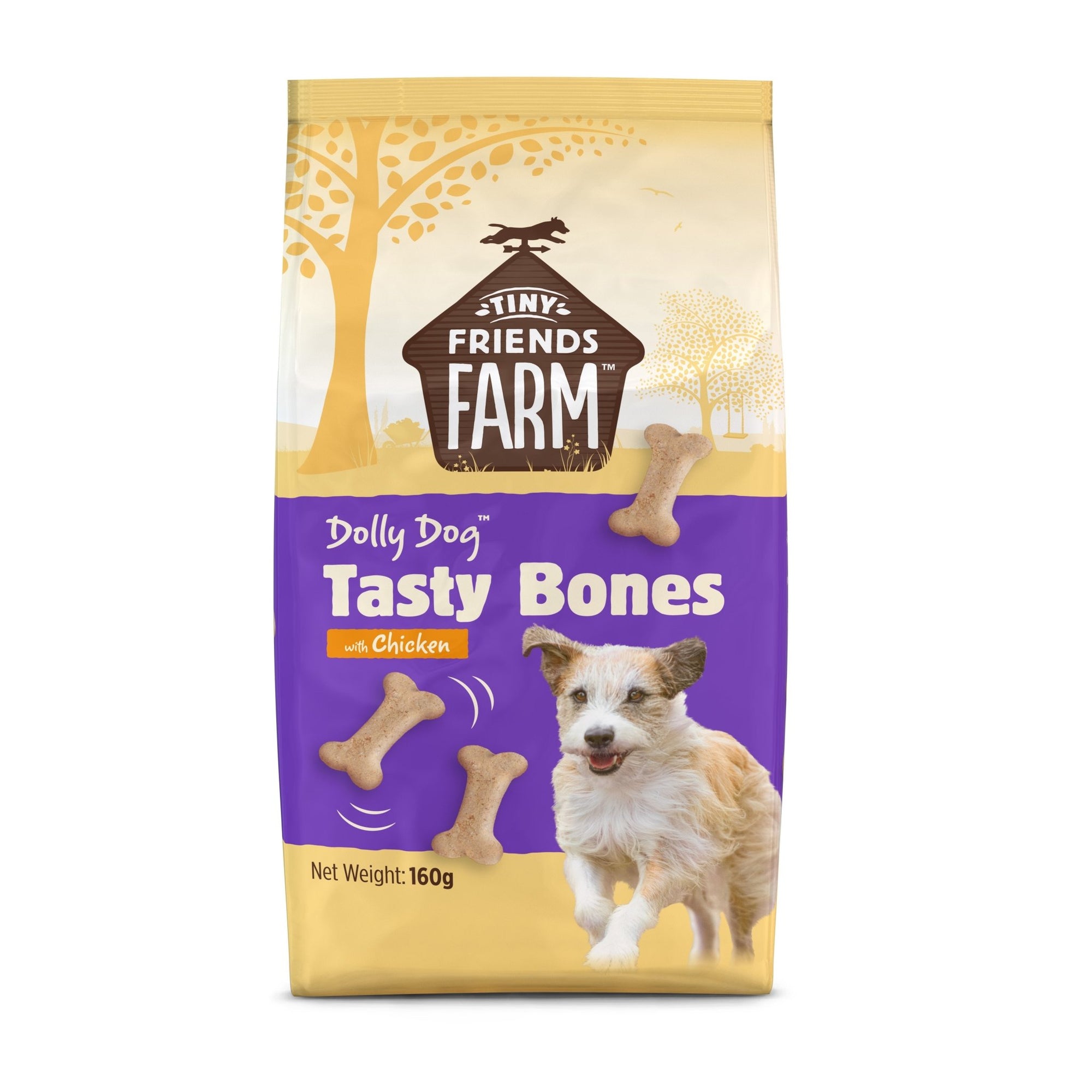 Tiny Friends Farm Dolly Dog Tasty Bones with Chicken Dog Treats 6x160g, Supreme Pet Foods,