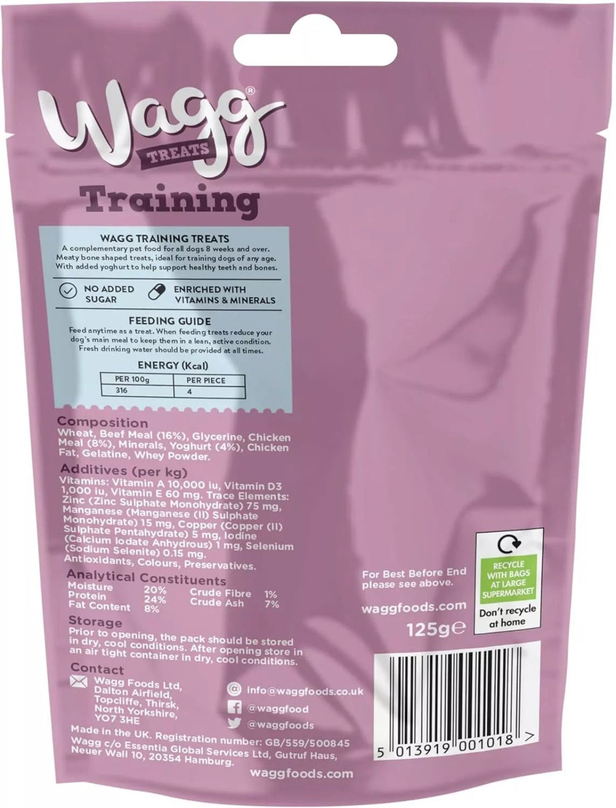 Wagg Mini Bones with Chicken & Beef Dog Training Treats - 7 x 125g, Wagg,