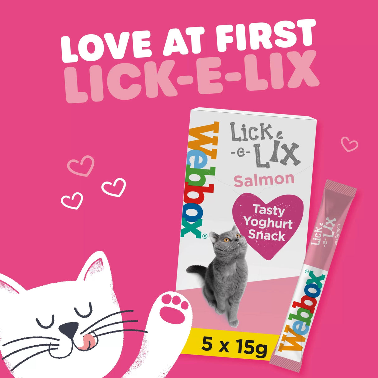 Webbox Lick - e - Lix Salmon Cat Treats - 10 Packs of (5x15g), Webbox,