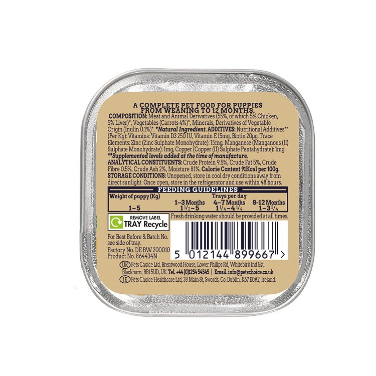 Webbox Naturals Puppy Pate with Chicken, Liver & Veg - 11 x Alus - Wet Puppy Food, Webbox,