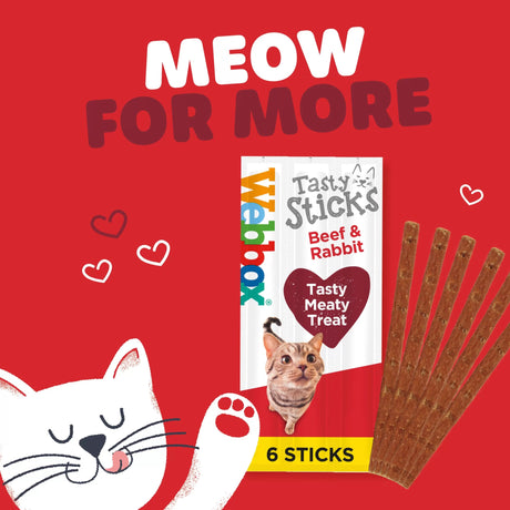 Webbox Tasty Sticks Beef & Rabbit Cat Treats - 12 Packs of 6 Sticks, Webbox,