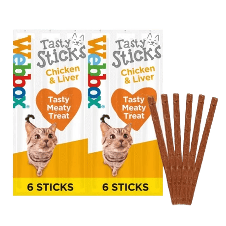 Webbox Tasty Sticks Chicken & Liver Cat Treats - 12 Packs of 6 Sticks, Webbox,