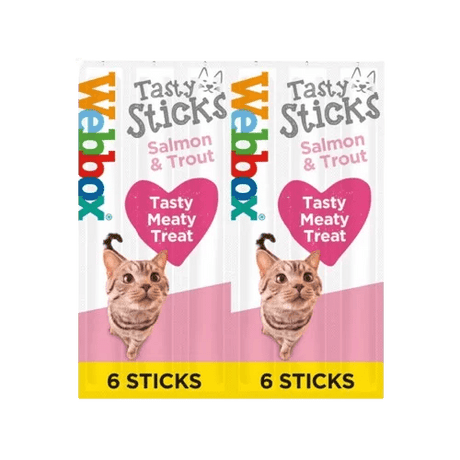 Webbox Tasty Sticks Salmon & Trout Cat Treats - 12 Packs of 6 Sticks, Webbox,