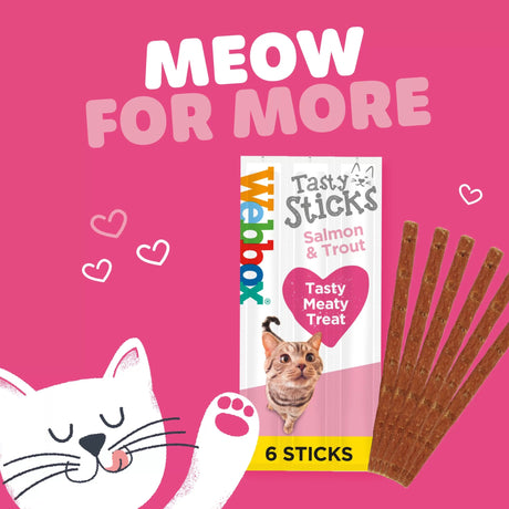 Webbox Tasty Sticks Salmon & Trout Cat Treats - 12 Packs of 6 Sticks, Webbox,