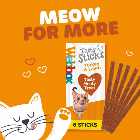 Webbox Tasty Sticks Turkey & Lamb Cat Treats - 12 Packs of 6 Sticks, Webbox,