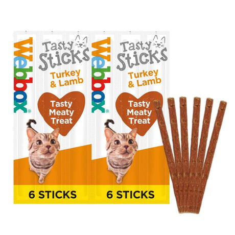 Webbox Tasty Sticks Turkey & Lamb Cat Treats - 12 Packs of 6 Sticks, Webbox,