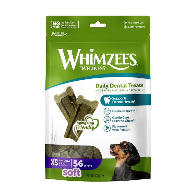 Whimzees Soft Daily Dental Treats, Whimzees, XS x 6 Bags